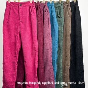 Purple High Rise Corduroy Pants With Pockets Size Large